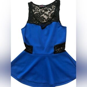 Lace-Trim Royal Blue Top